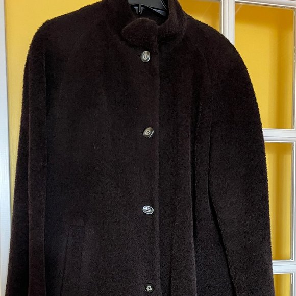Women's Alpaca & Wool Coat, Size XL, Brown - Picture 1 of 9